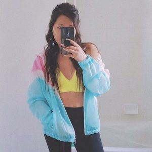 MEMEBERS ONLY COLOR BLOCK TRANSLUCENT JACKET